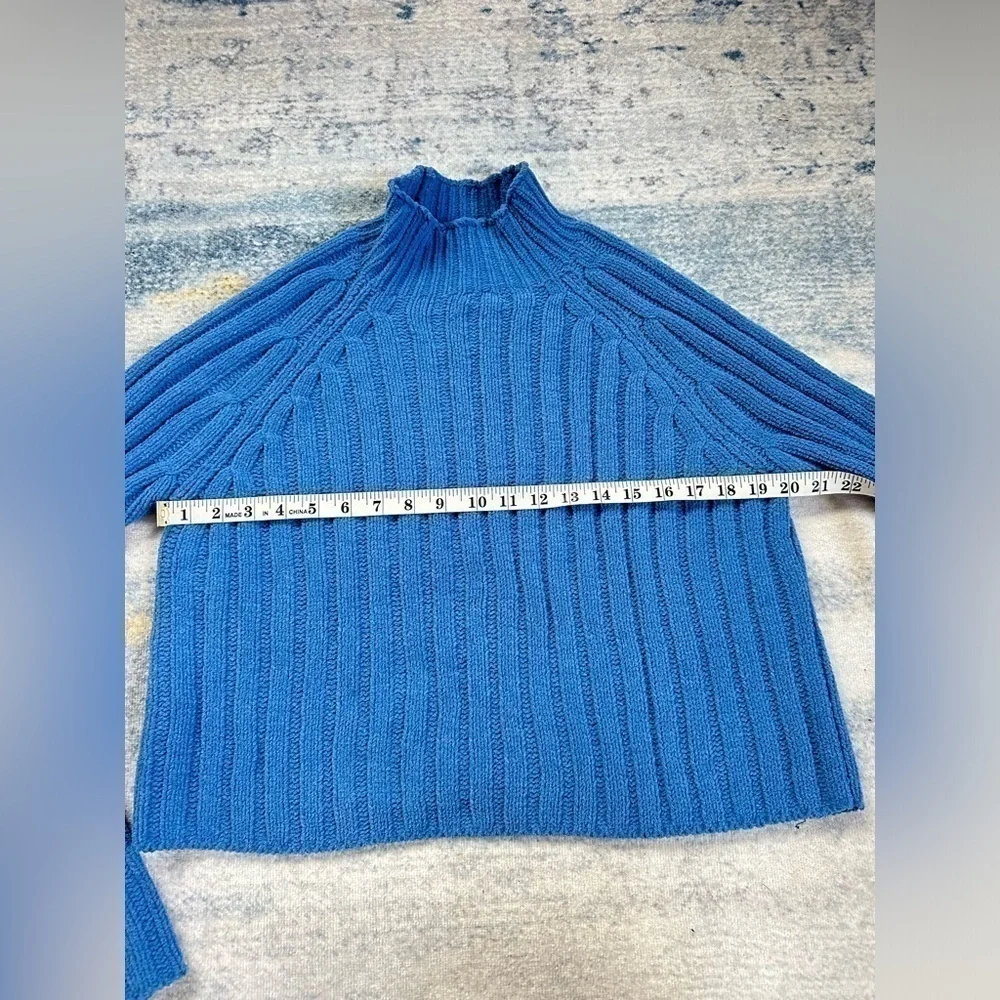 American Eagle Sweater Women’s M Blue Long Sleeve Mock Neck Knit Pullover - Picture 5 of 7